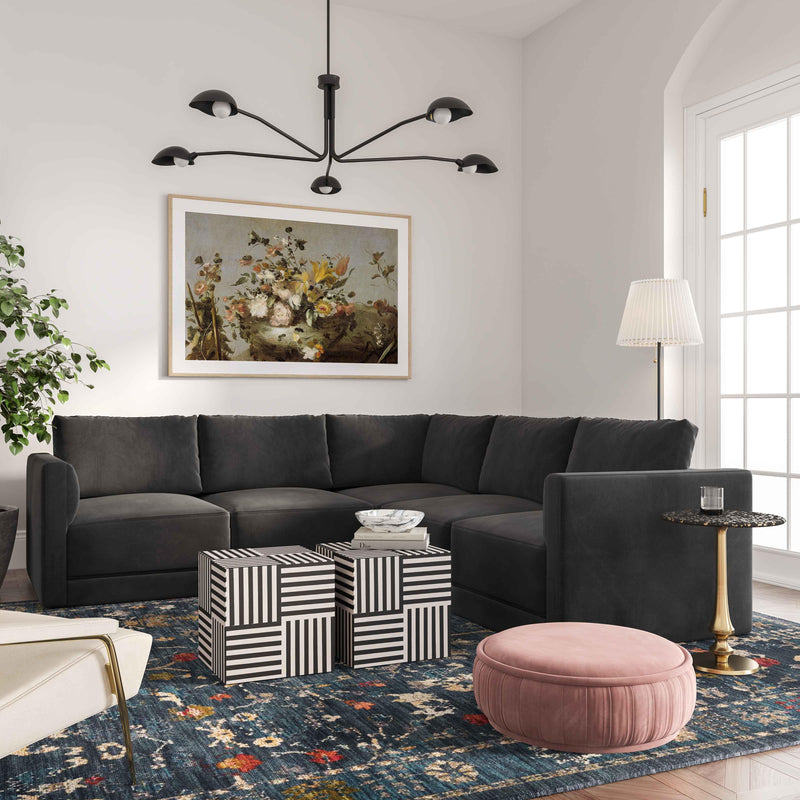 Willow 5 Piece Performance Velvet Modular L Sectional - Image 8