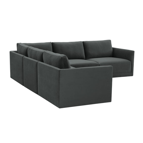 Willow 5 Piece Performance Velvet Modular L Sectional - Image 9