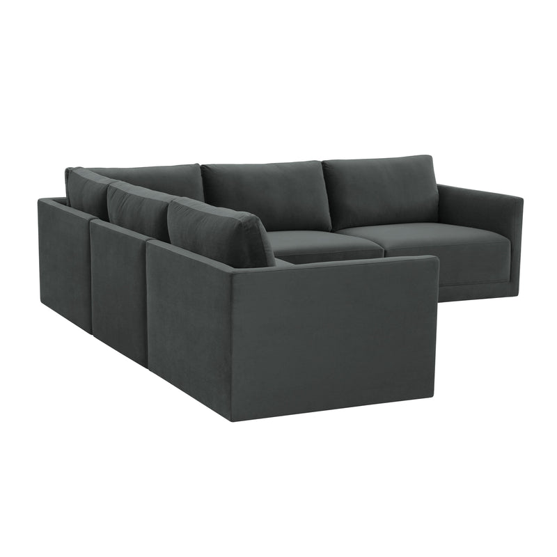 Willow 5 Piece Performance Velvet Modular L Sectional - Image 9