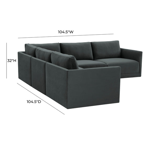 Willow 5 Piece Performance Velvet Modular L Sectional - Image 12