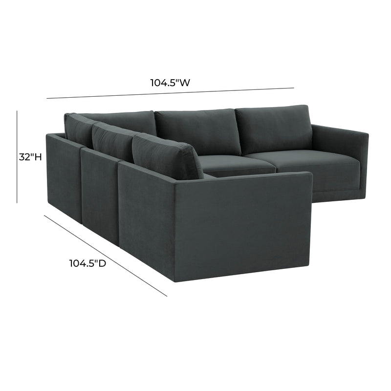 Willow 5 Piece Performance Velvet Modular L Sectional - Image 12