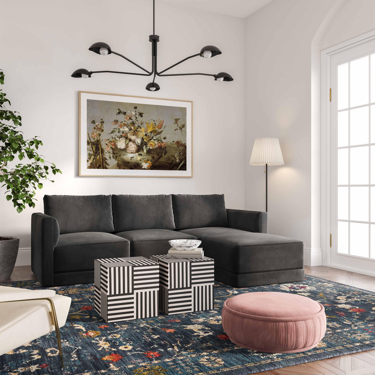 Willow Performance Velvet Modular Ottoman - Image 6