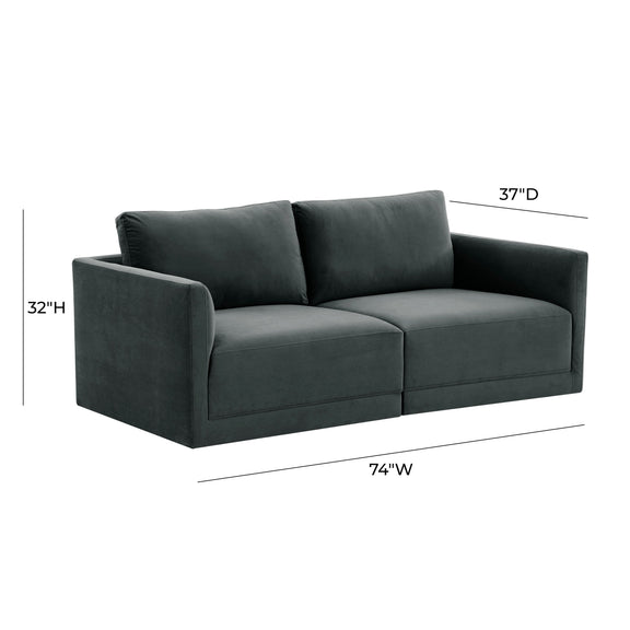 Willow 74" Performance Velvet Modular Loveseat - Image 12