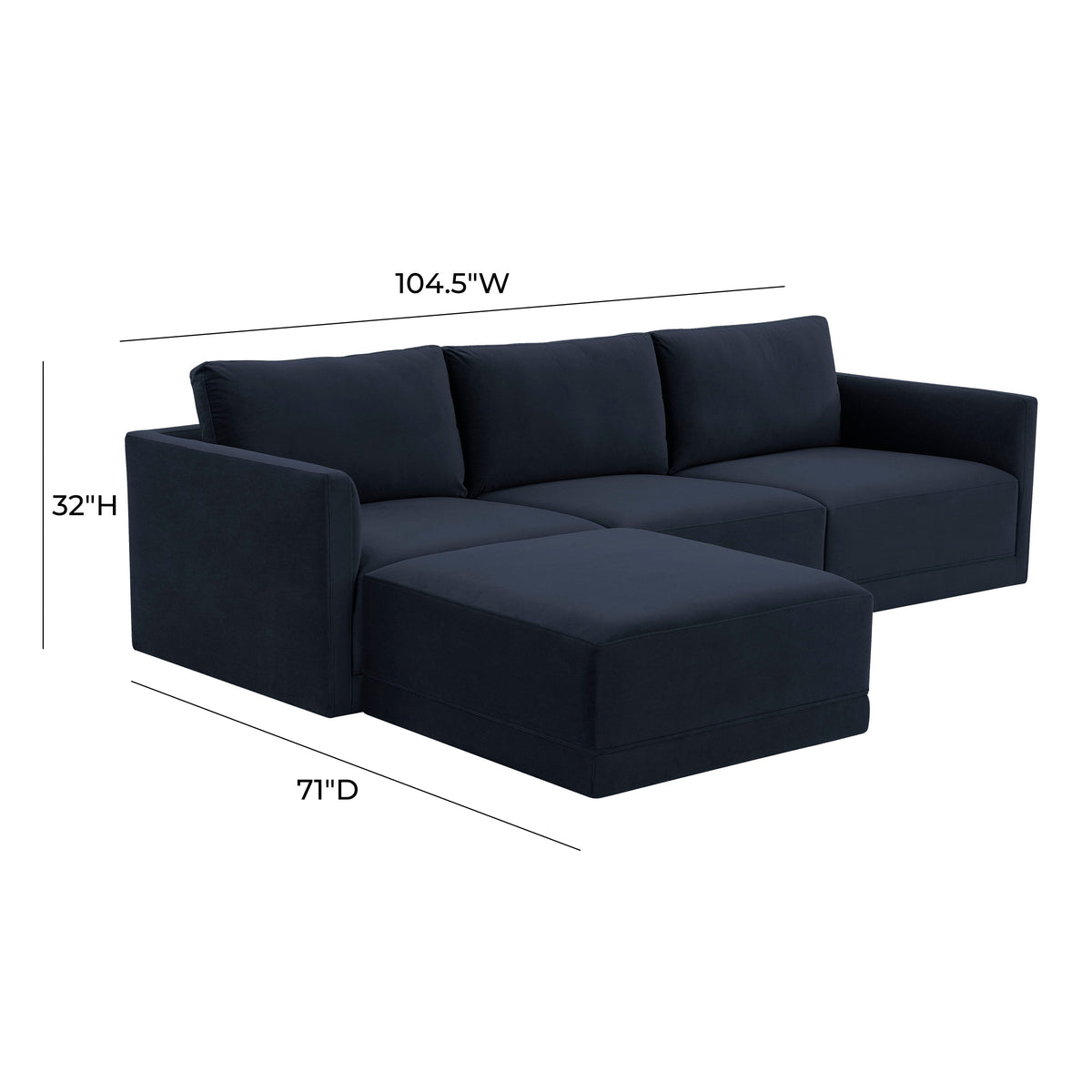 Willow 4 Piece Performance Velvet Modular Sectional - Image 18