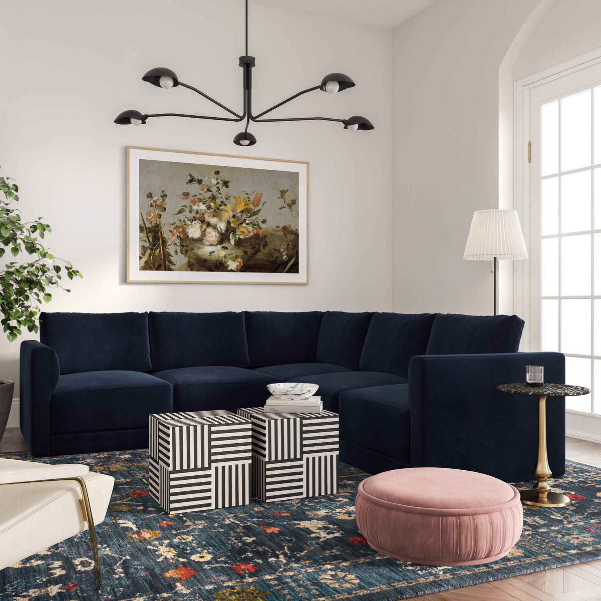 Willow 5 Piece Performance Velvet Modular L Sectional - Image 14