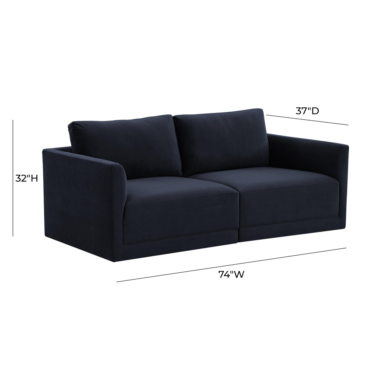 Willow 74" Performance Velvet Modular Loveseat - Image 18