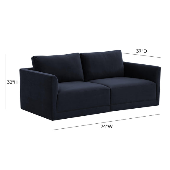 Willow 74" Performance Velvet Modular Loveseat - Image 18