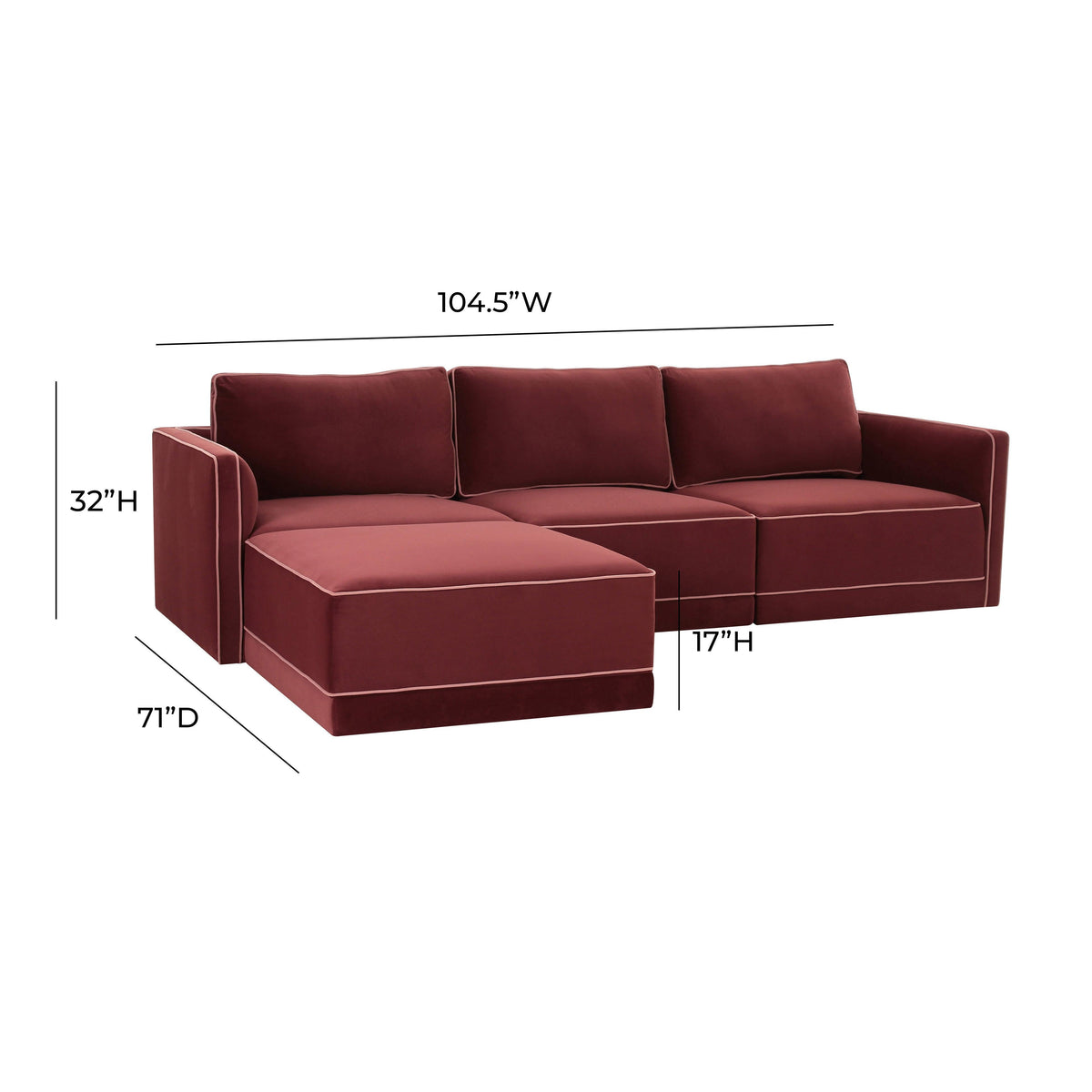 Willow 4 Piece Performance Velvet Modular Sectional - Image 23
