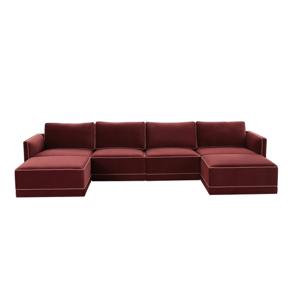 Willow 6 Piece Performance Velvet Modular U Sectional - Image 3