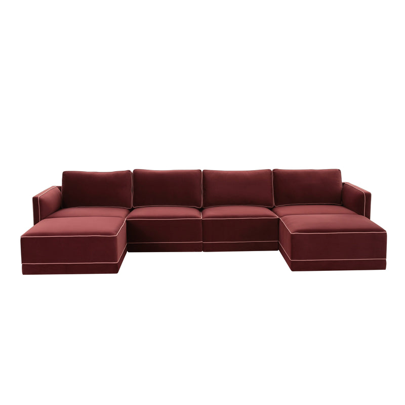 Willow 6 Piece Performance Velvet Modular U Sectional - Image 3