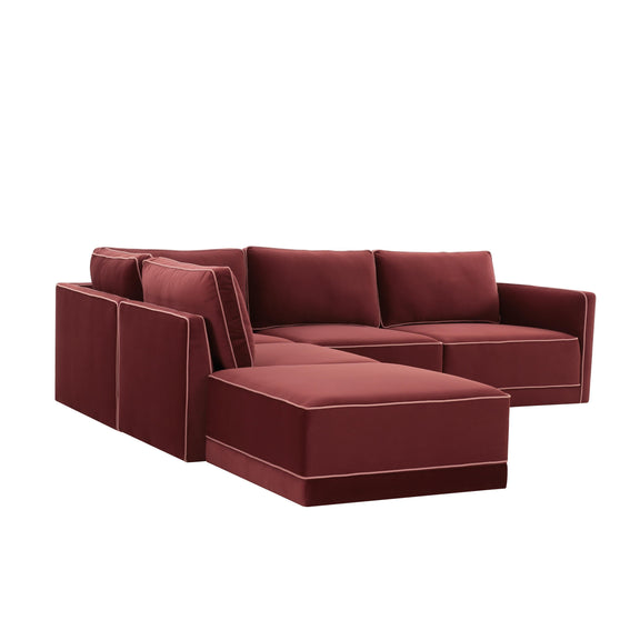 Willow 5 Piece Performance Velvet Modular Left Facing Sectional