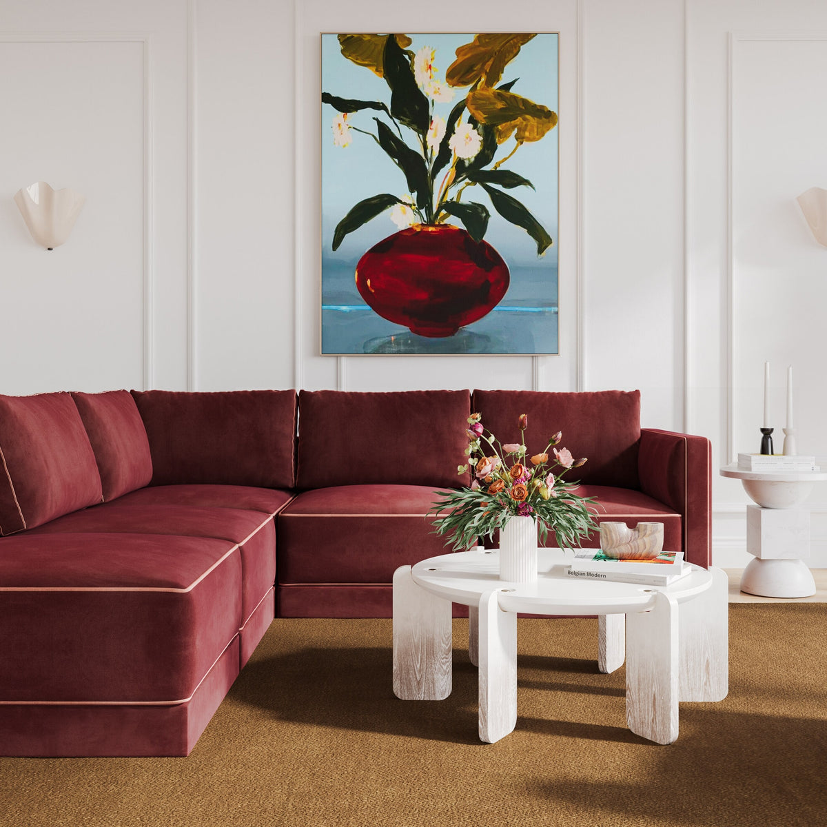 Willow 5 Piece Performance Velvet Modular Left Facing Sectional - Image 2