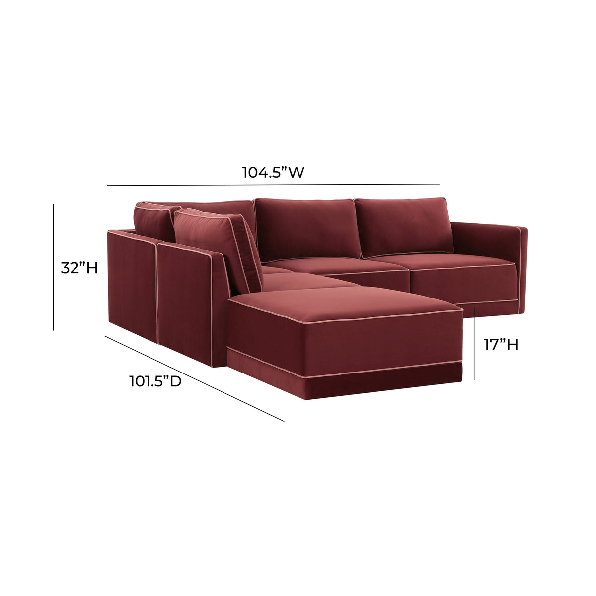 Willow 5 Piece Performance Velvet Modular Left Facing Sectional - Image 6