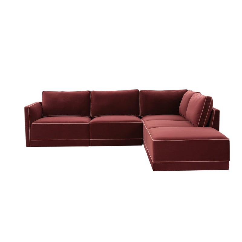 Willow 5 Piece Performance Velvet Modular Right Facing Sectional