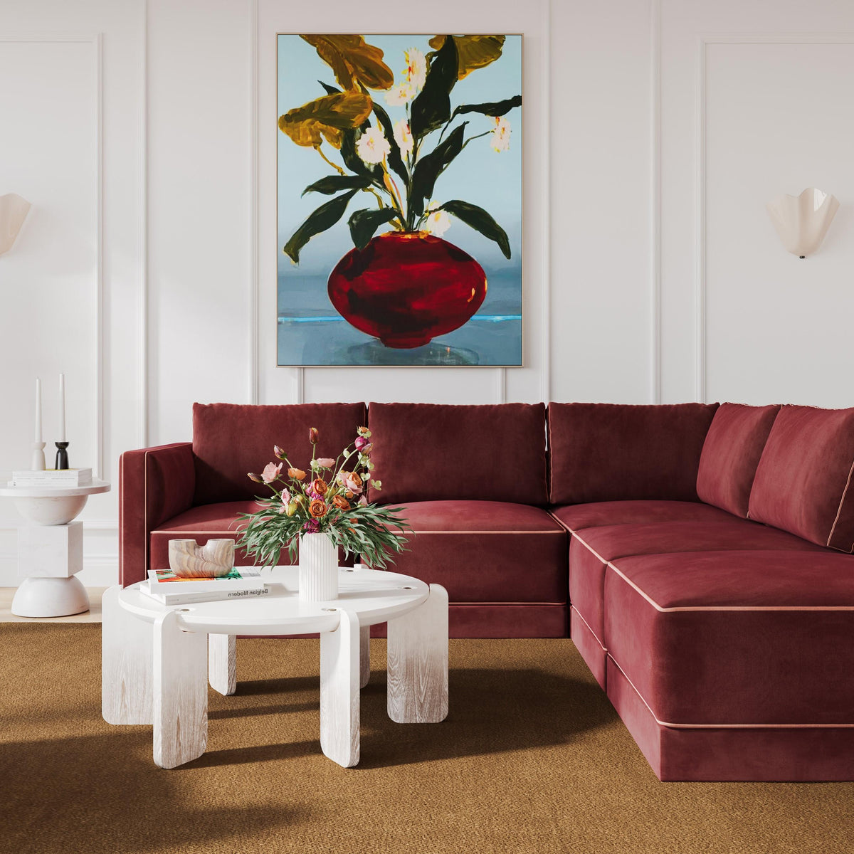 Willow 5 Piece Performance Velvet Modular Right Facing Sectional - Image 2