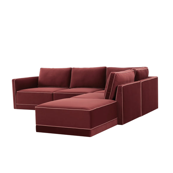 Willow 5 Piece Performance Velvet Modular Right Facing Sectional - Image 3