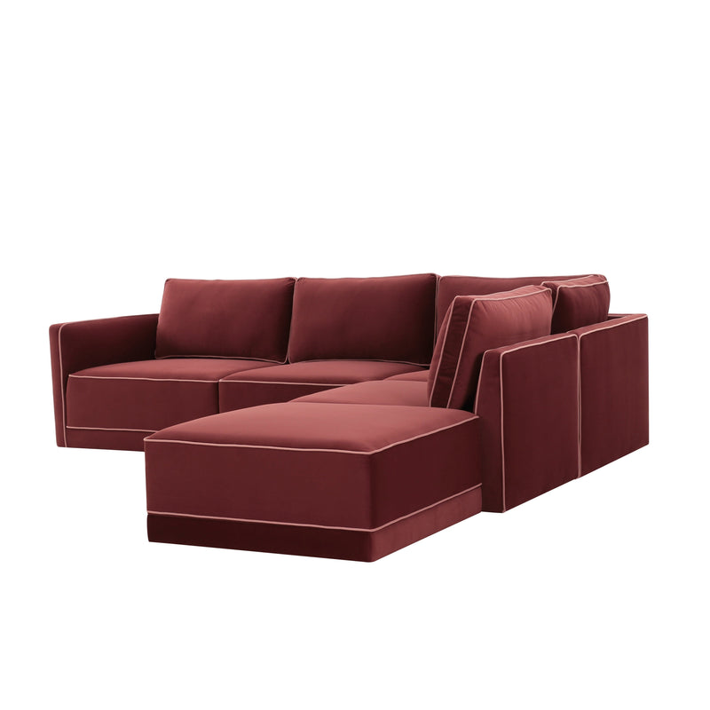 Willow 5 Piece Performance Velvet Modular Right Facing Sectional - Image 3