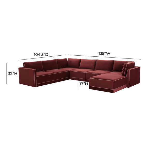 Willow 5 Piece Performance Velvet Modular Right Facing Sectional - Image 6