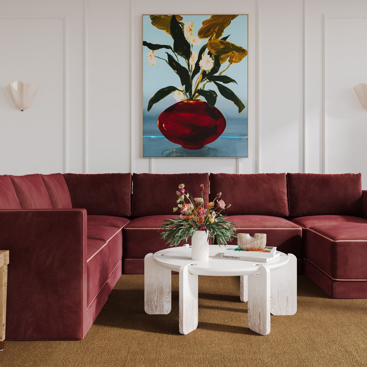 Willow 7 Piece Performance Velvet Modular Large Chaise Sectional - Image 2