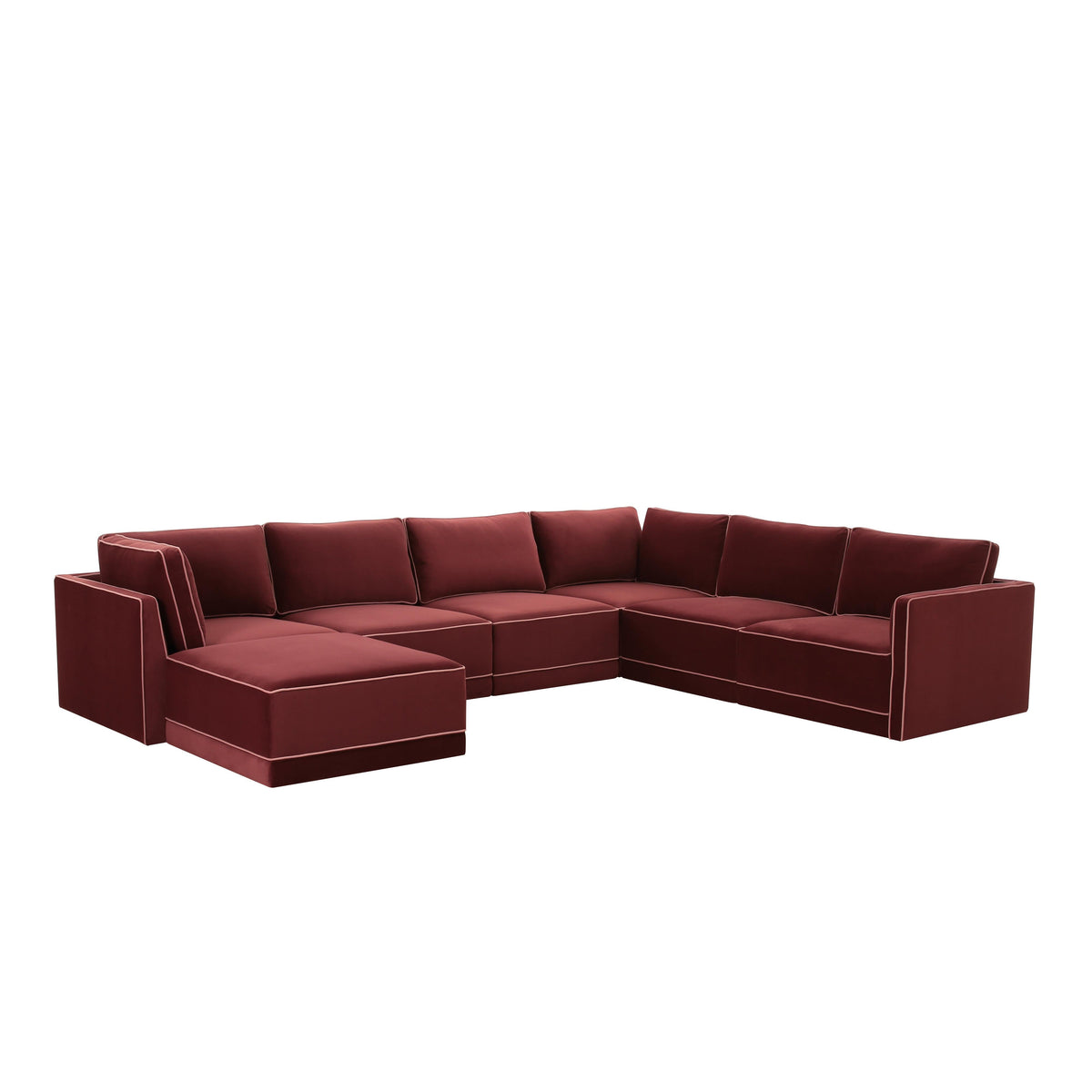 Willow 7 Piece Performance Velvet Modular Large Chaise Sectional - Image 3