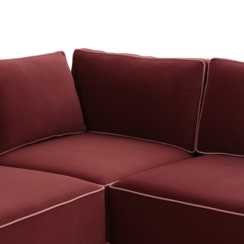 Willow 7 Piece Performance Velvet Modular Large Chaise Sectional - Image 4