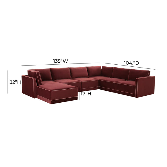 Willow 7 Piece Performance Velvet Modular Large Chaise Sectional - Image 6