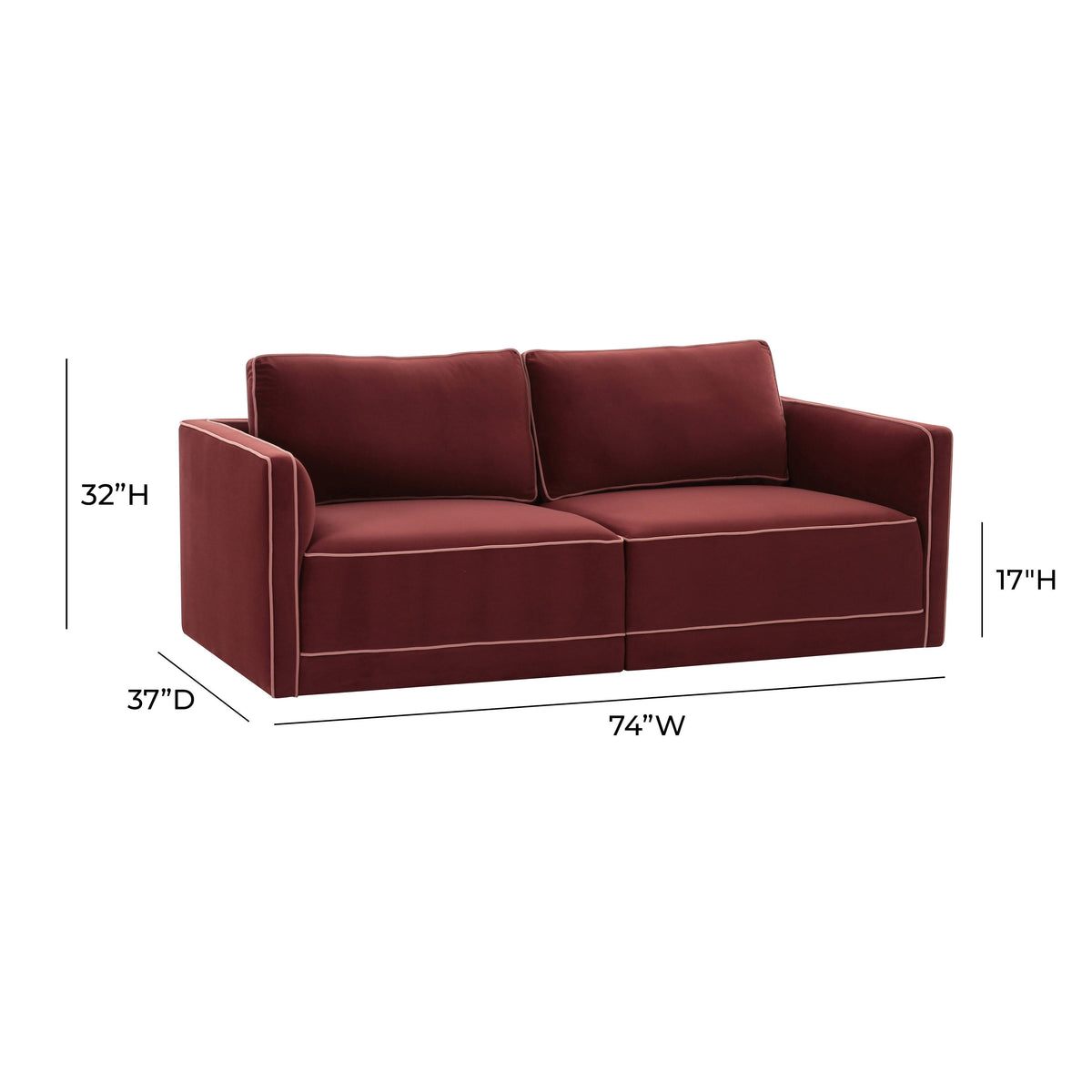 Willow 74" Performance Velvet Modular Loveseat - Image 24
