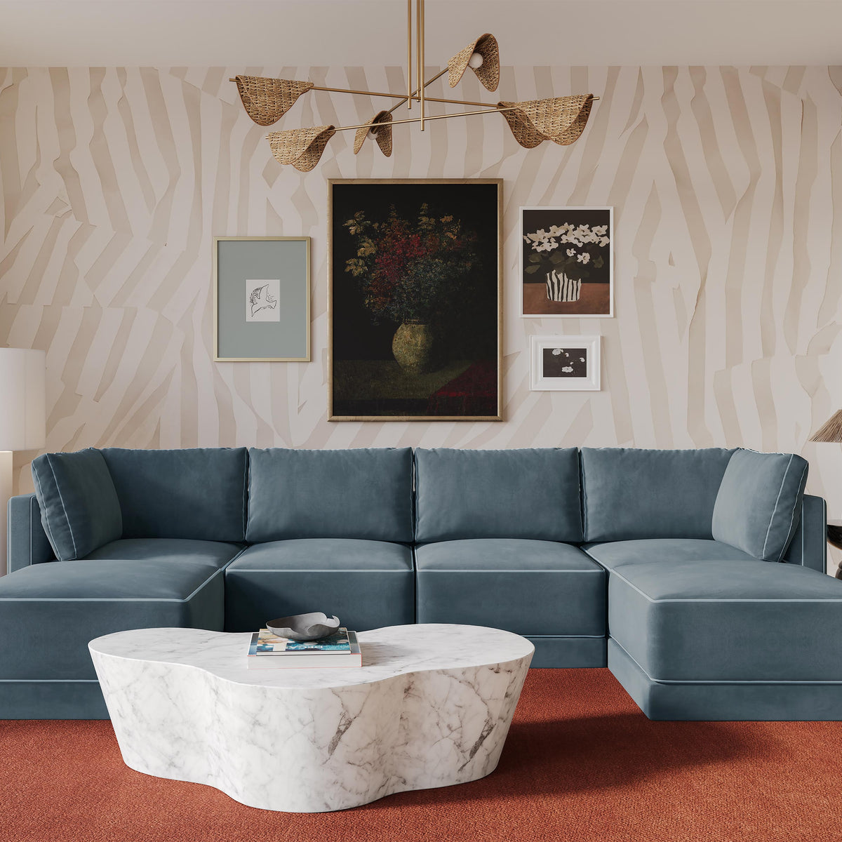 Willow 6 Piece Performance Velvet Modular U Sectional - Image 8
