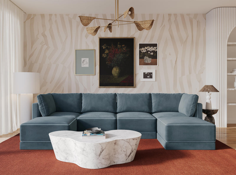 Willow 6 Piece Performance Velvet Modular U Sectional - Image 8
