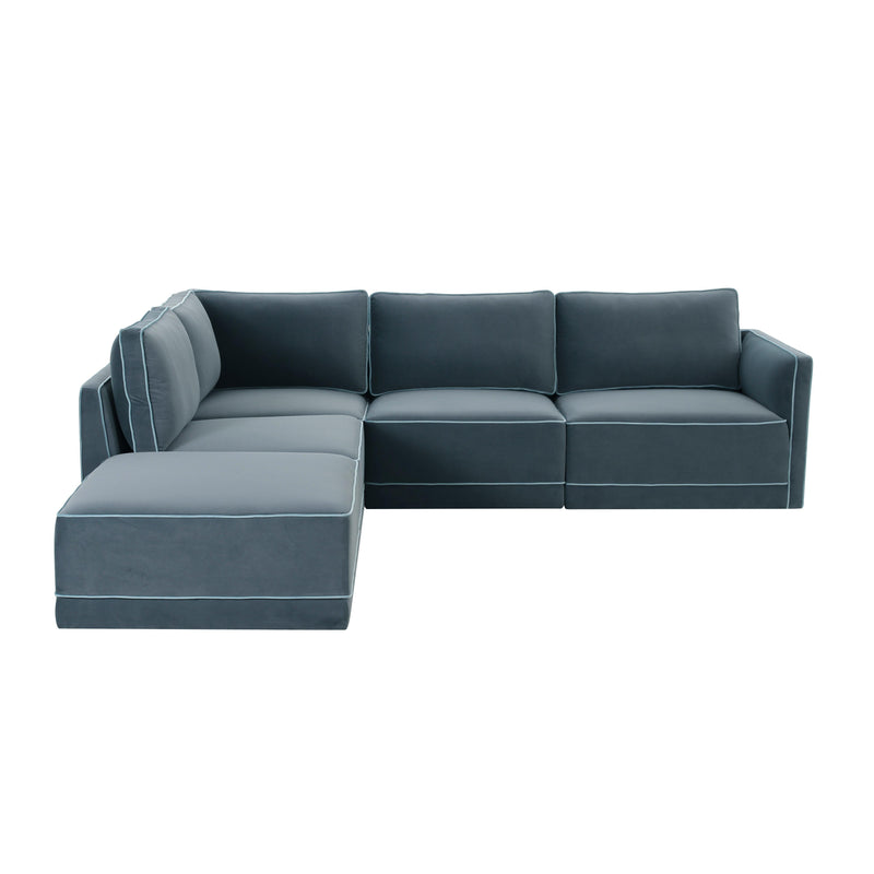 Willow 5 Piece Performance Velvet Modular Left Facing Sectional - Image 7