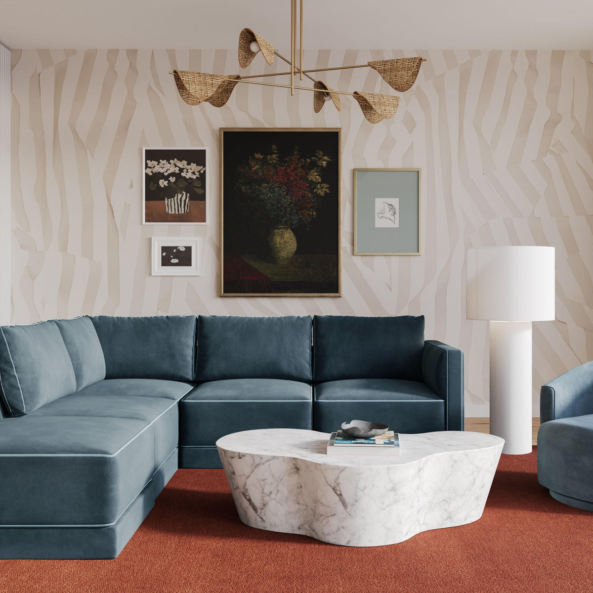 Willow 5 Piece Performance Velvet Modular Left Facing Sectional - Image 8