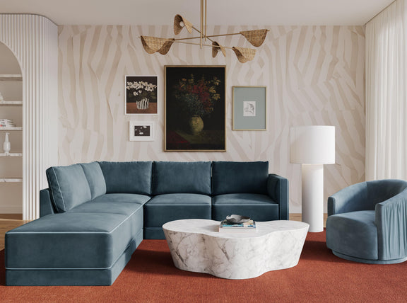 Willow 5 Piece Performance Velvet Modular Left Facing Sectional - Image 8