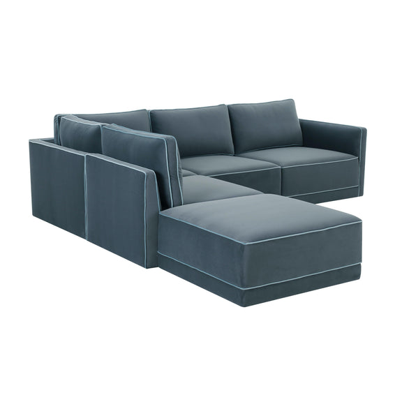 Willow 5 Piece Performance Velvet Modular Left Facing Sectional - Image 9