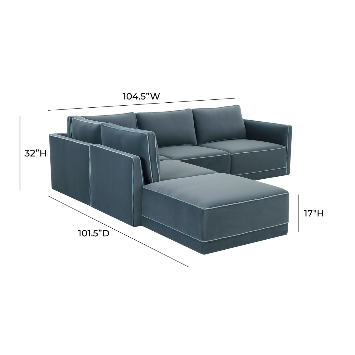 Willow 5 Piece Performance Velvet Modular Left Facing Sectional - Image 12