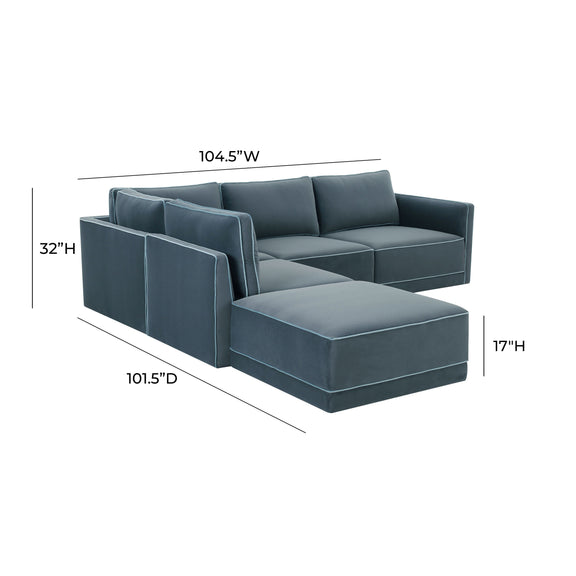Willow 5 Piece Performance Velvet Modular Left Facing Sectional - Image 12