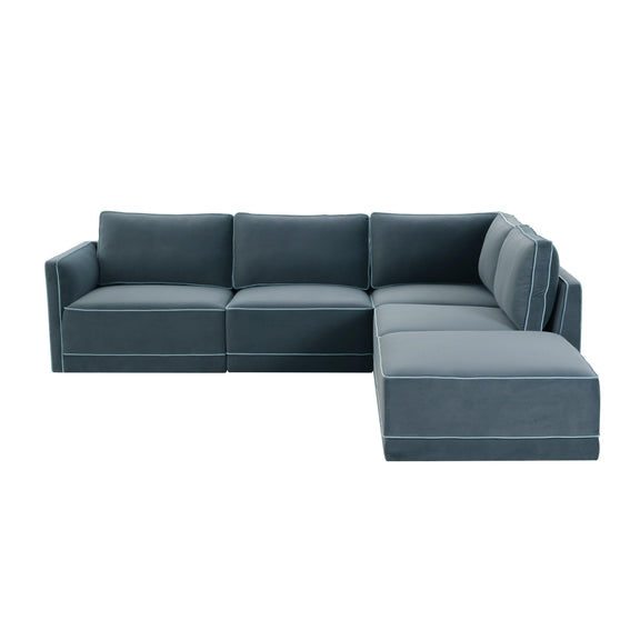 Willow 5 Piece Performance Velvet Modular Right Facing Sectional - Image 7