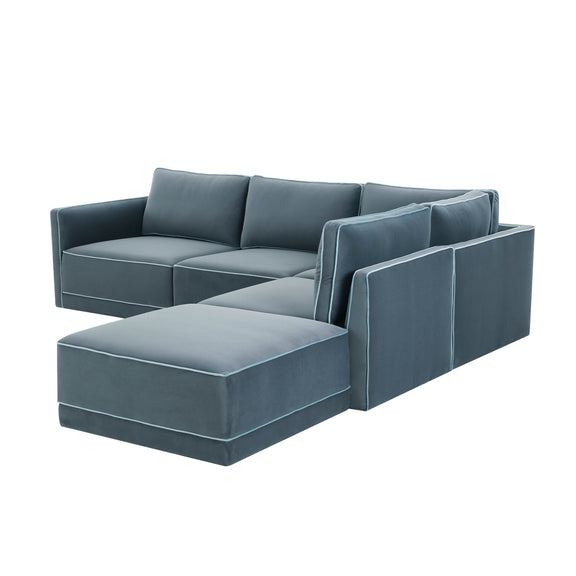 Willow 5 Piece Performance Velvet Modular Right Facing Sectional - Image 9
