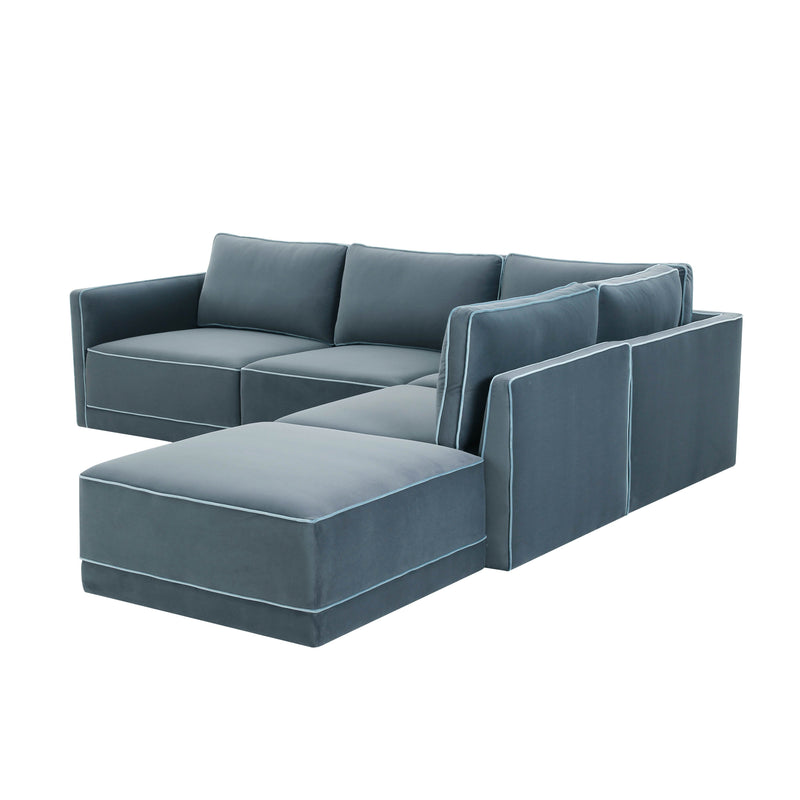 Willow 5 Piece Performance Velvet Modular Right Facing Sectional - Image 9