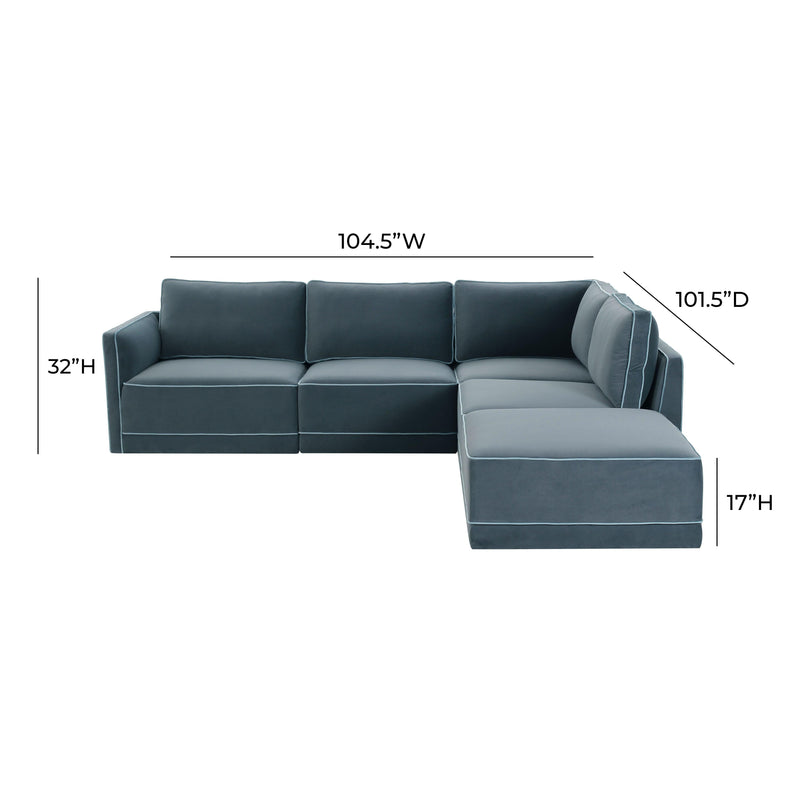 Willow 5 Piece Performance Velvet Modular Right Facing Sectional - Image 12