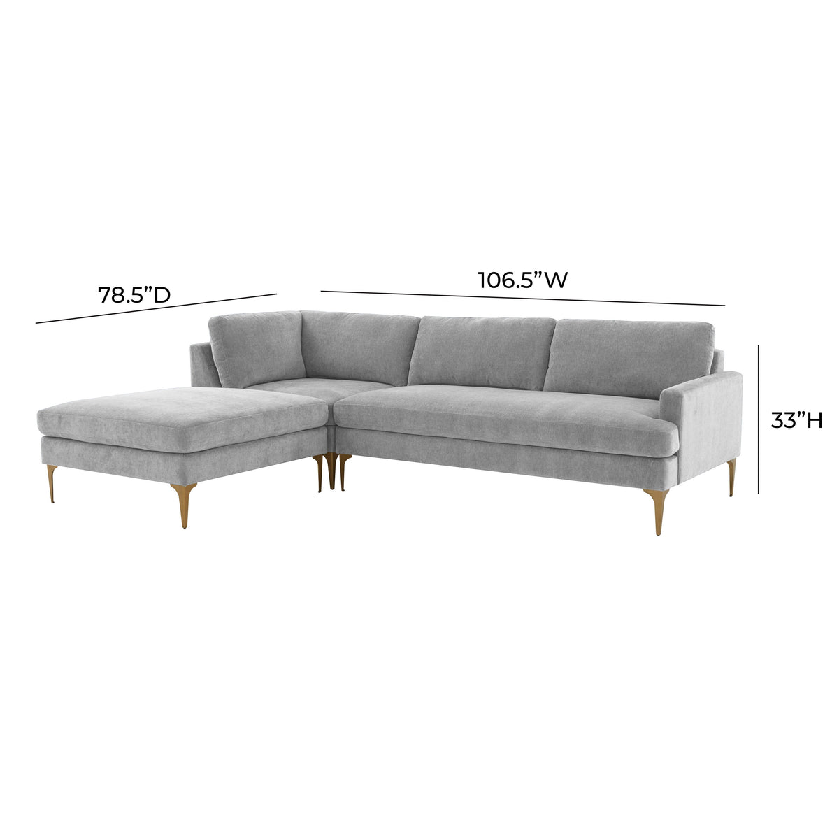 Serena 3 Piece Performance Velvet Chaise Sectional - Image 29