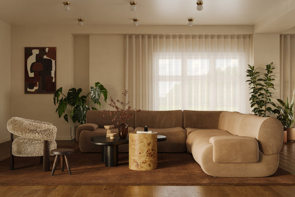 Zenith 5 Piece Latte Brown Performance Velvet Modular L Sectional - Image 2