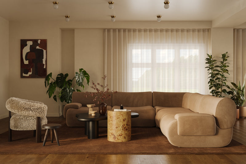 Zenith 5 Piece Latte Brown Performance Velvet Modular L Sectional - Image 2