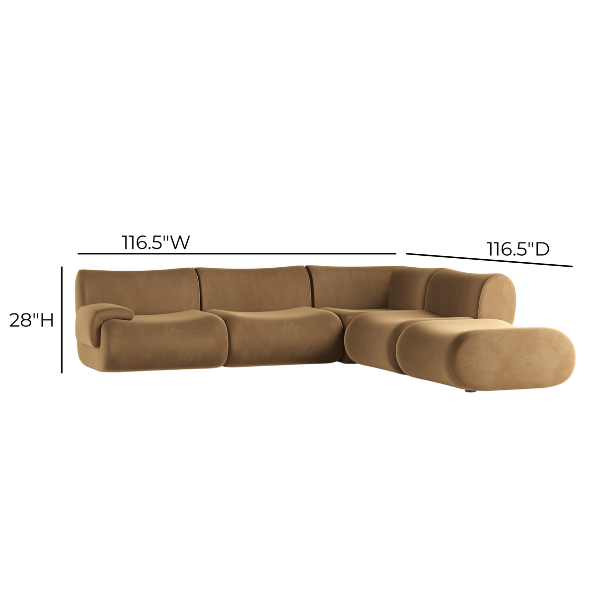 Zenith 5 Piece Performance Velvet Modular Sectional - Image 12