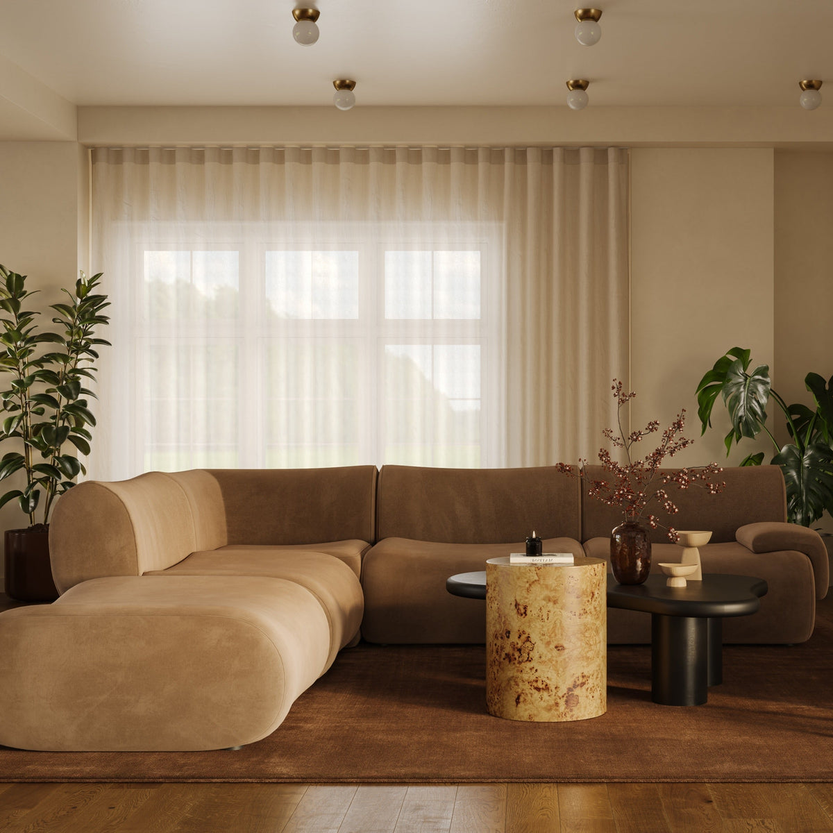 Zenith 5 Piece Performance Velvet Modular Sectional - Image 2