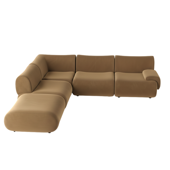 Zenith 5 Piece Performance Velvet Modular Sectional - Image 3