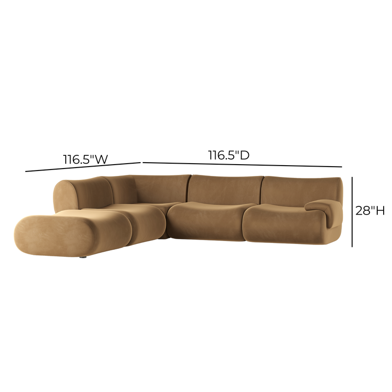 Zenith 5 Piece Performance Velvet Modular Sectional - Image 6