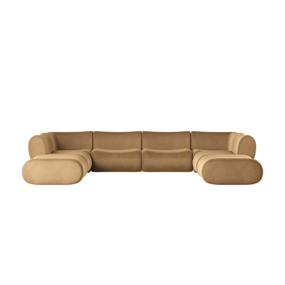 Zenith 8 Piece Latte Brown Performance Velvet Modular U Sectional