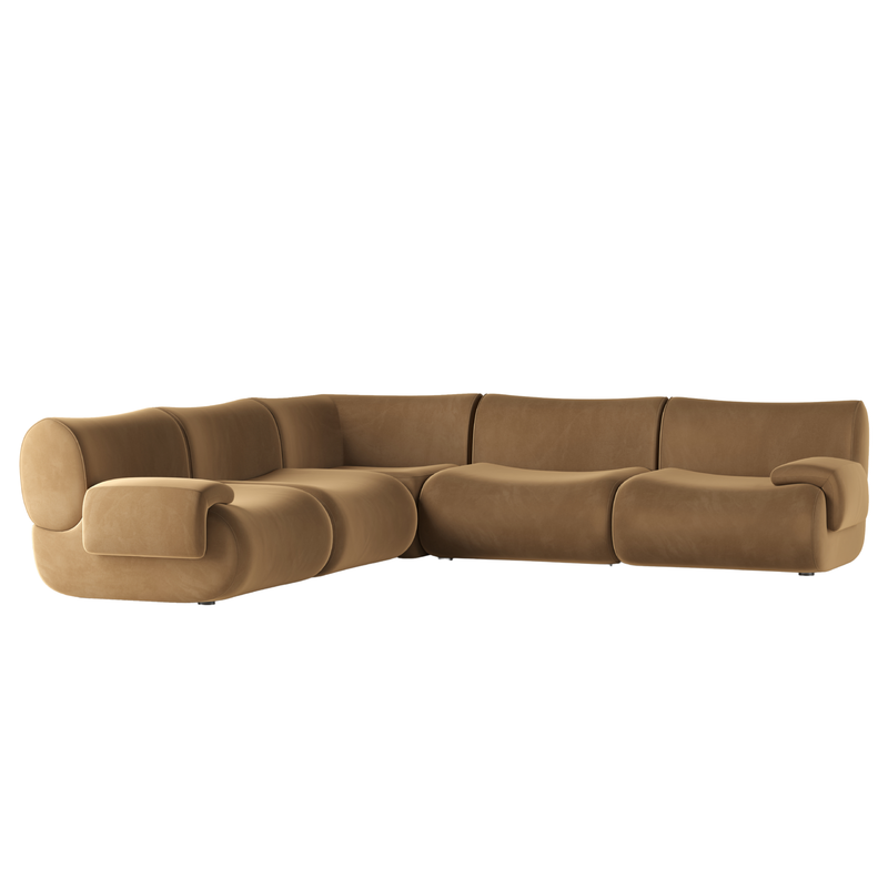 Zenith 5 Piece Latte Brown Performance Velvet Modular L Sectional