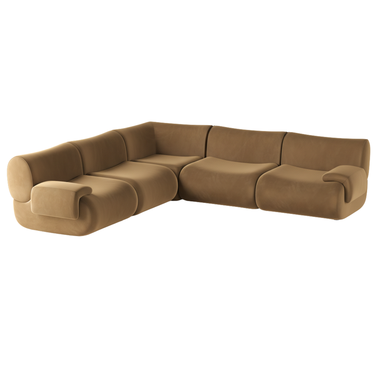 Zenith 5 Piece Latte Brown Performance Velvet Modular L Sectional - Image 3