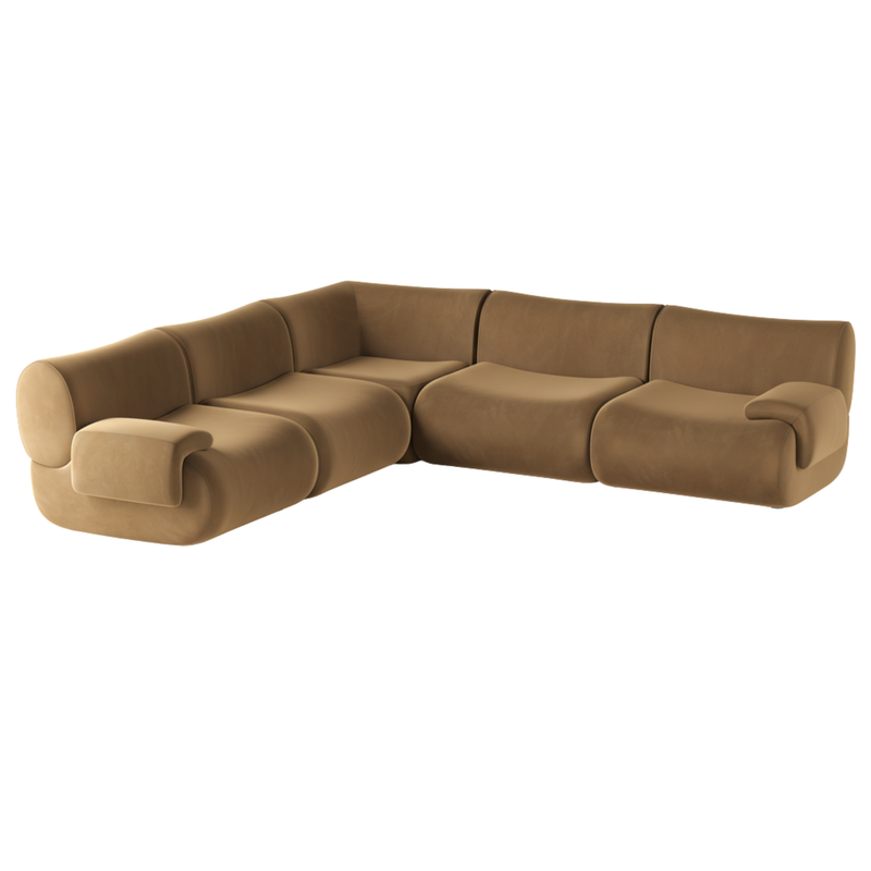 Zenith 5 Piece Latte Brown Performance Velvet Modular L Sectional - Image 3